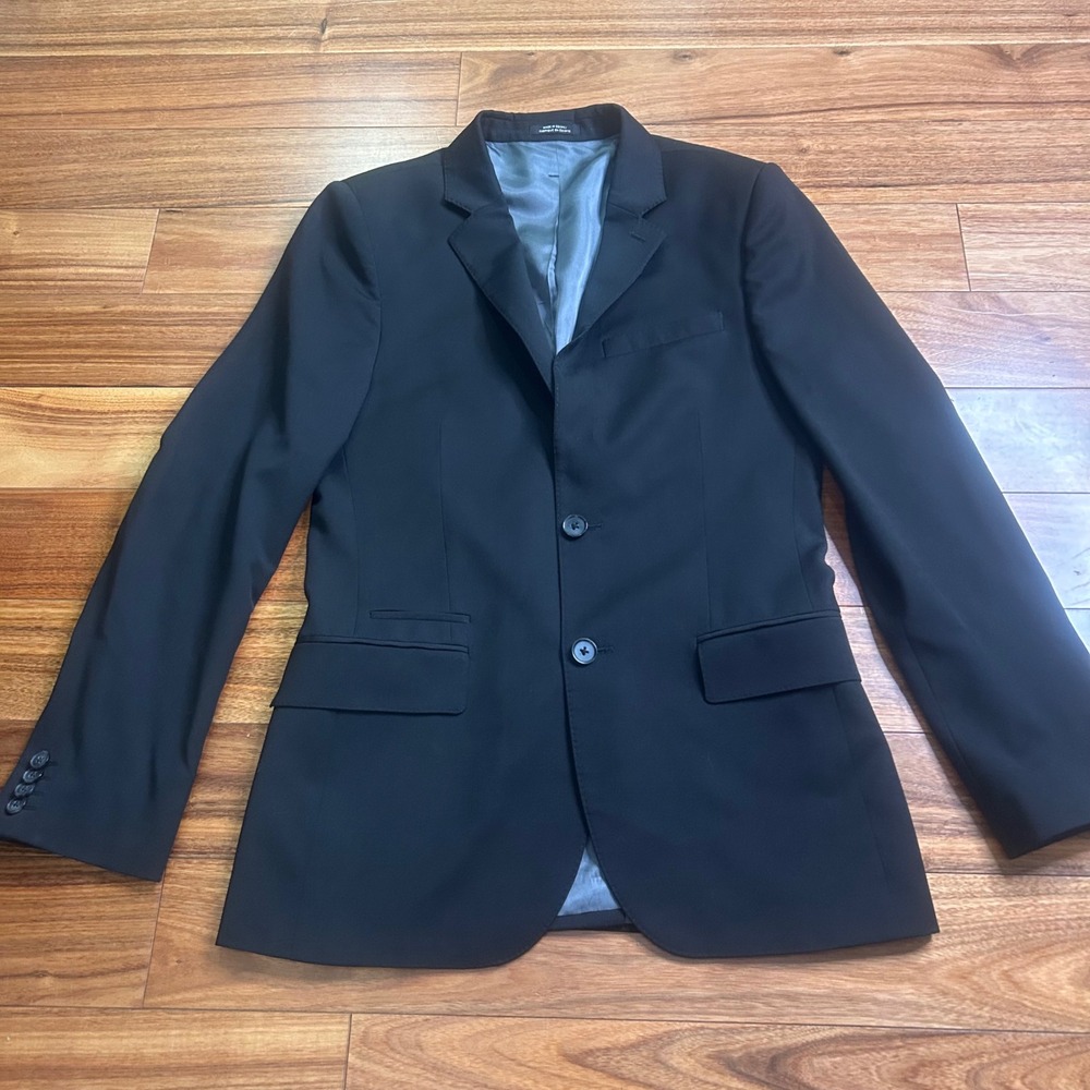Express Fitted Blazer‎ Modern Two Button Black Suit Jacket Mens Size 36R